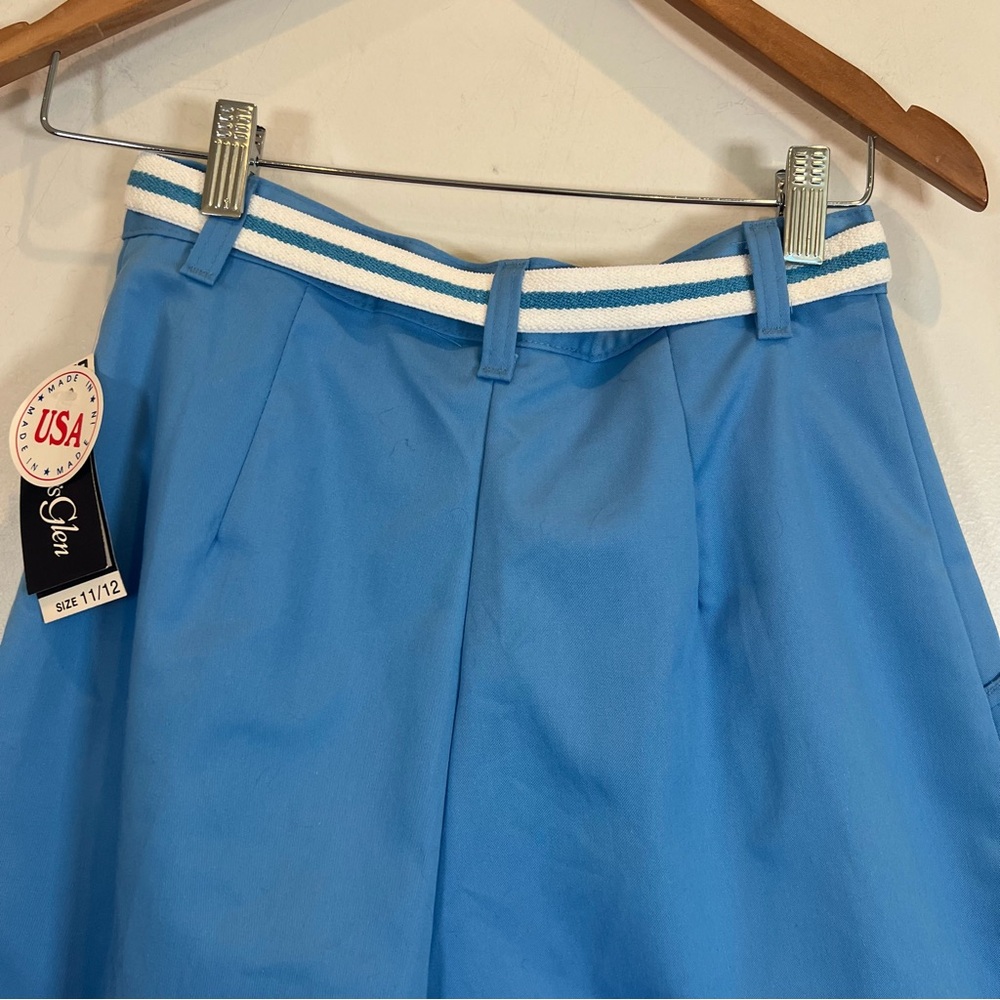 Hunter Glen NWT High Rise Bermuda Culotte Shorts Pleat Front Belted Blue 11/12 - Picture 9 of 13